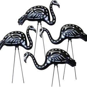 4 Pack of Express Black Skeleton Flamingo Decorations